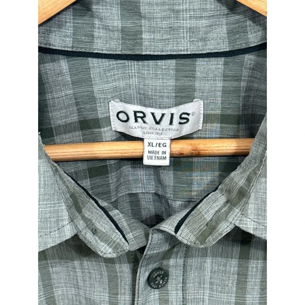 Orvis Classic Collection Mens XL Green Plaid Short Sleeve Button Down Shirt